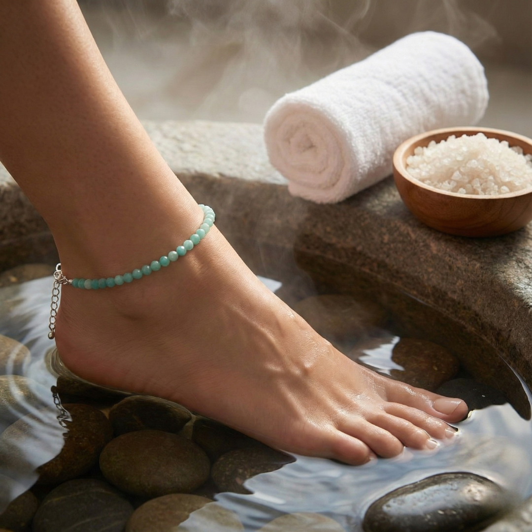 Amazonite Anklet for Calm, Balance and Emotional Harmony