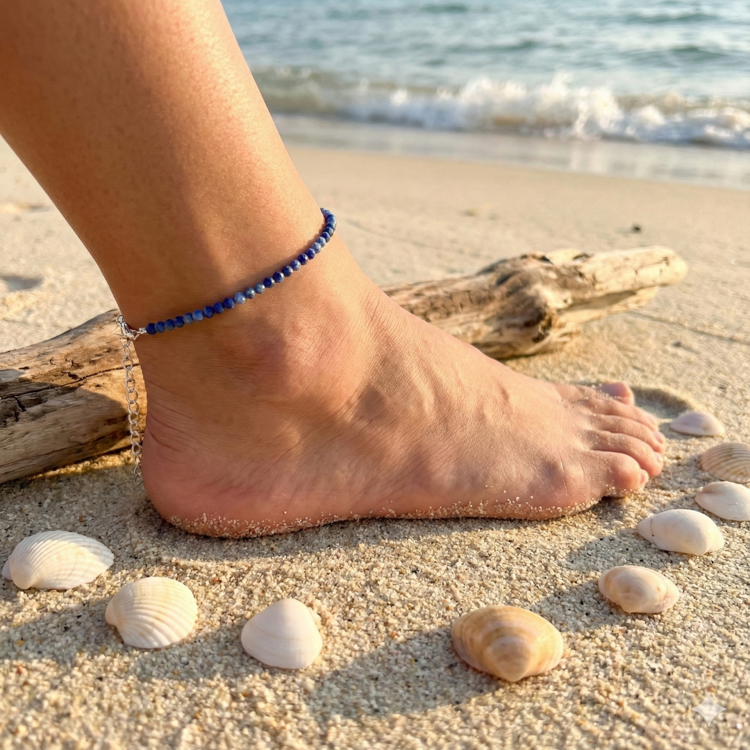 Lapis Lazuli Anklet for Wisdom, Truth and Inner Peace
